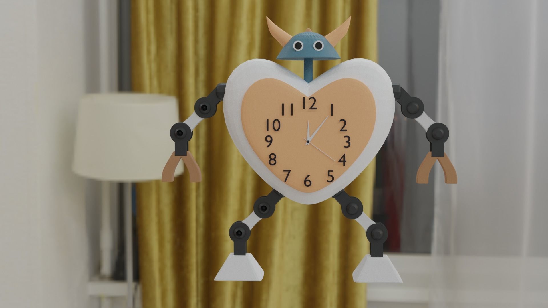 modern mechanical desk clock Low-poly 3D model_1