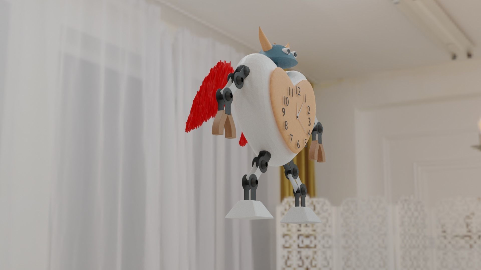 modern mechanical desk clock Low-poly 3D model_4