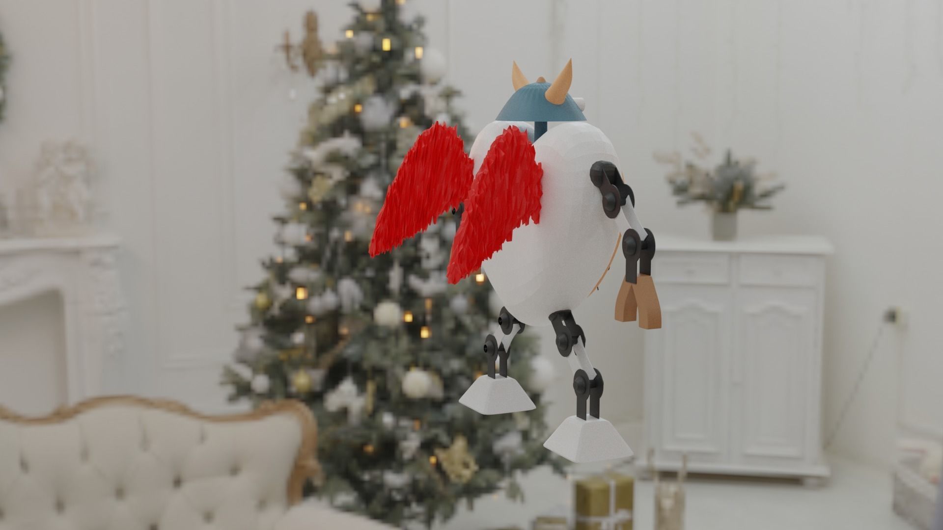 modern mechanical desk clock Low-poly 3D model_2