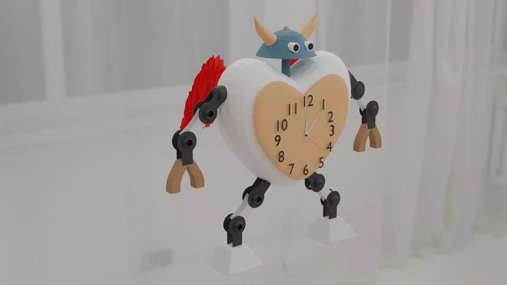 modern mechanical desk clock Low-poly 3D model_0