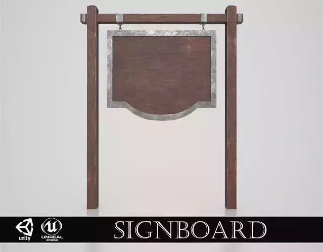Medieval Signboard v4 Low-poly 3D model