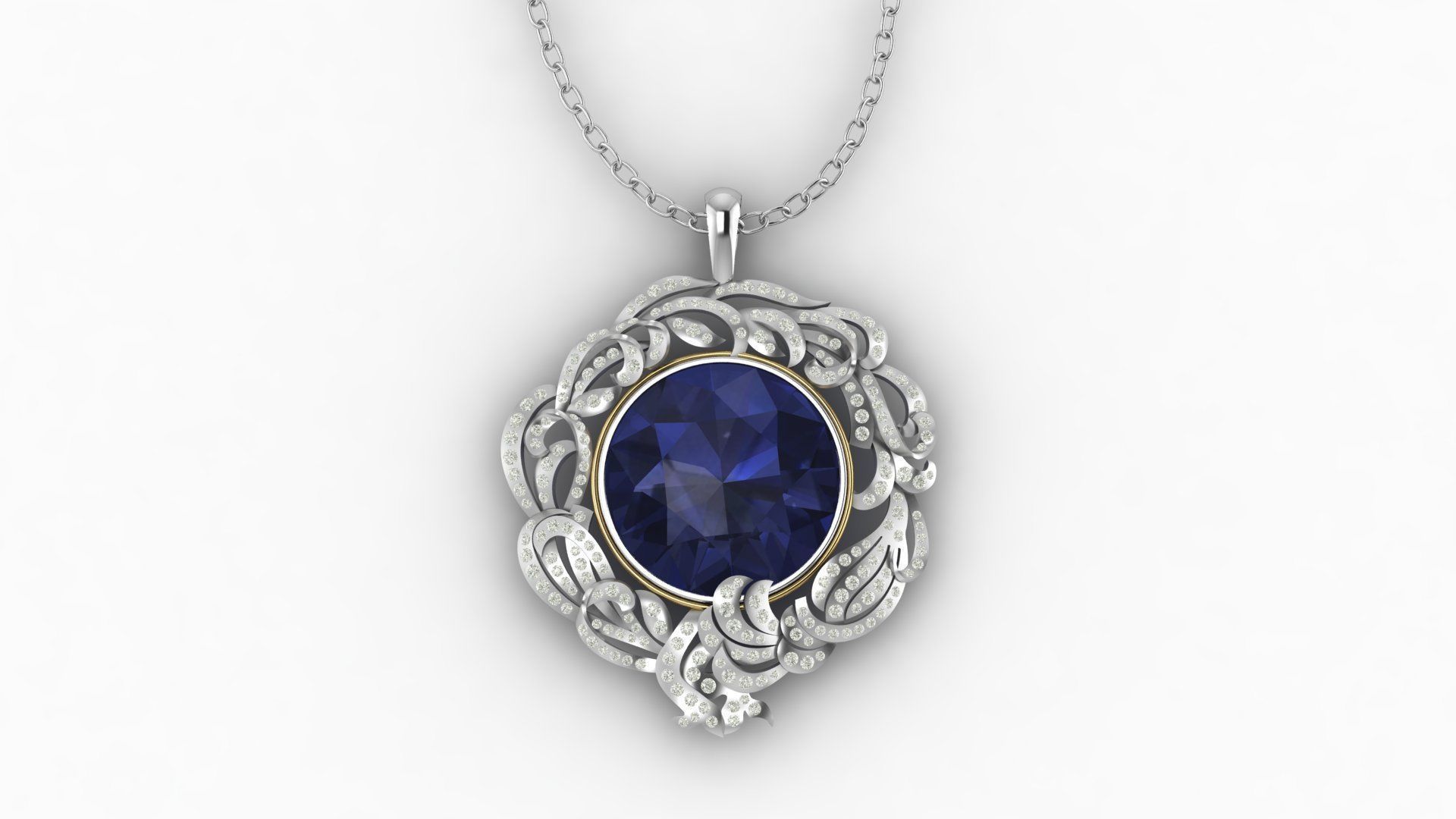 luxury pendant - locket 3D print model_2