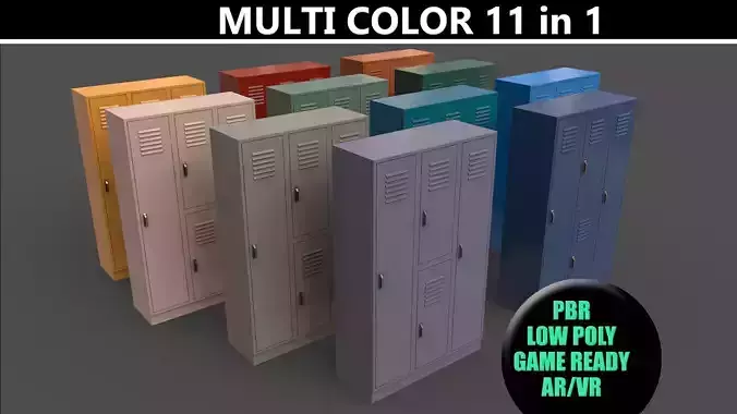 PBR School Gym Locker 05 - Multi color Pack 3D Model Collection