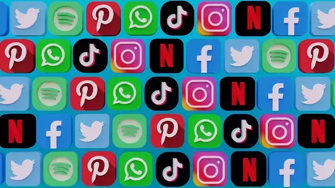 Social Media Logos 3D Free 3D model