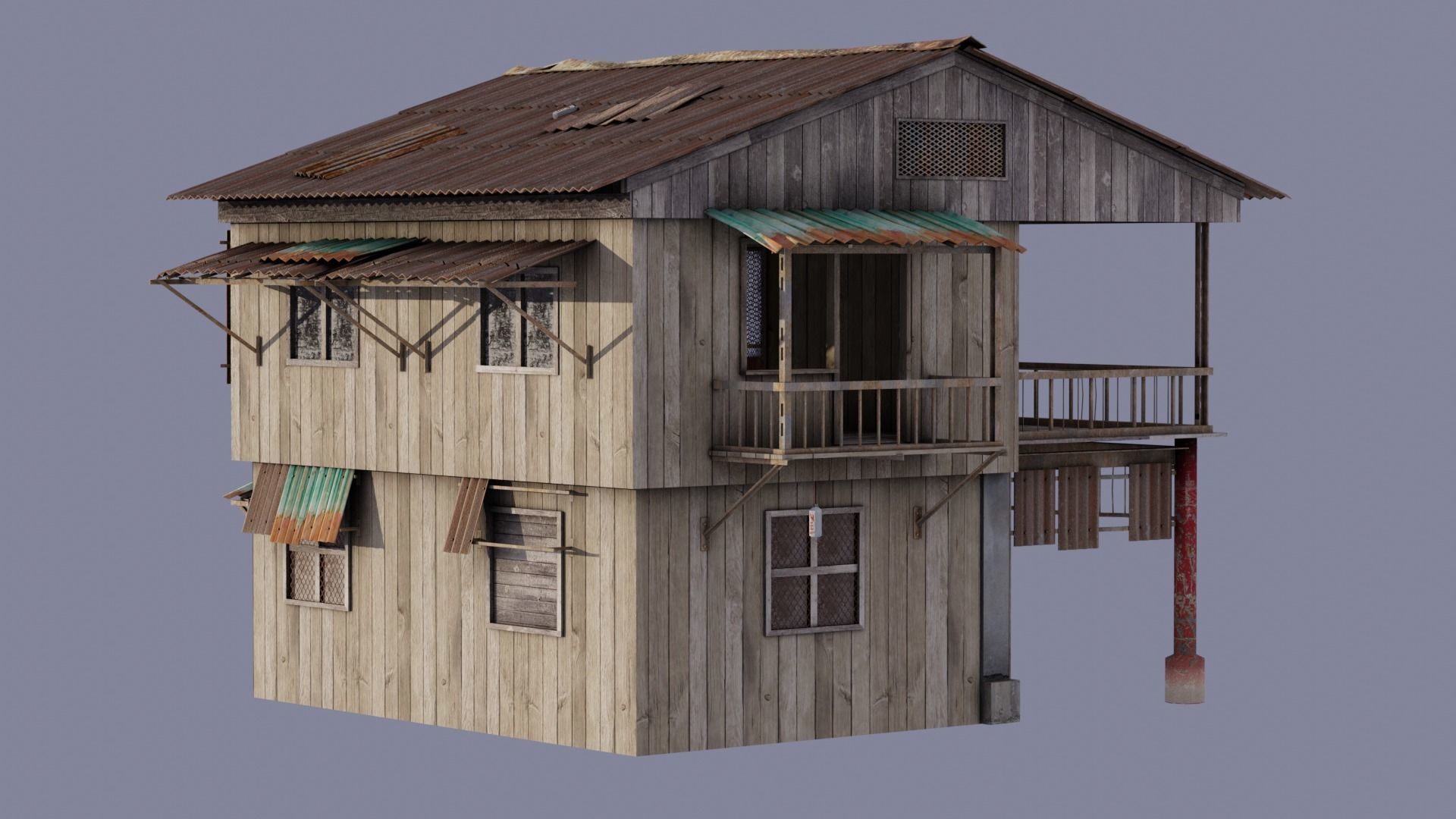 Old House - Enterable - Game Ready Low-poly 3D model_1