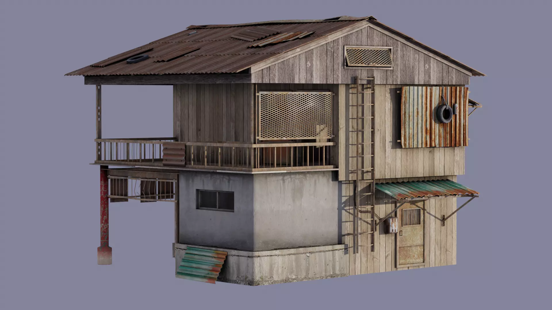 Old House - Enterable - Game Ready Low-poly 3D model_0