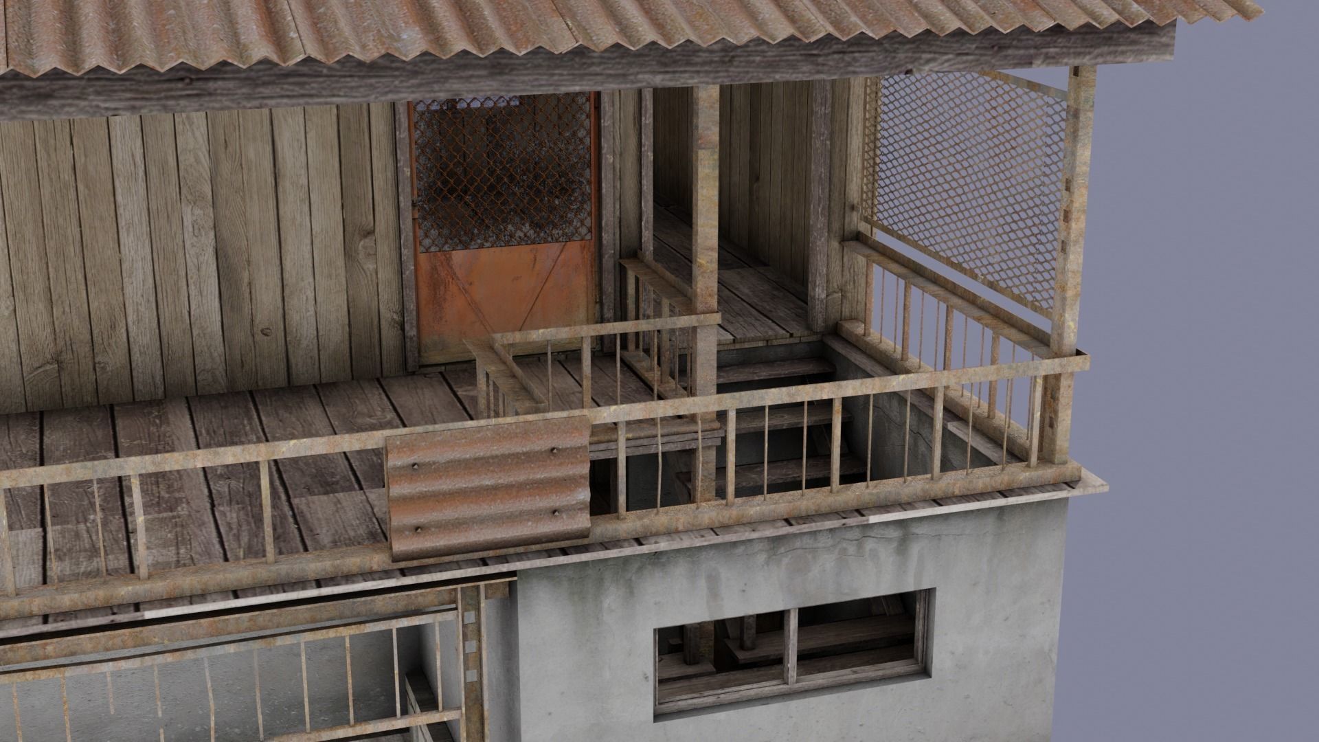 Old House - Enterable - Game Ready Low-poly 3D model_2