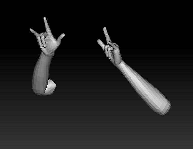 Pack of 8 models of female hands 3D model_12