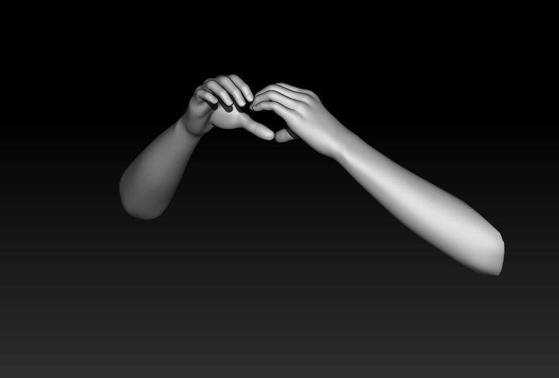 Pack of 8 models of female hands 3D model_5