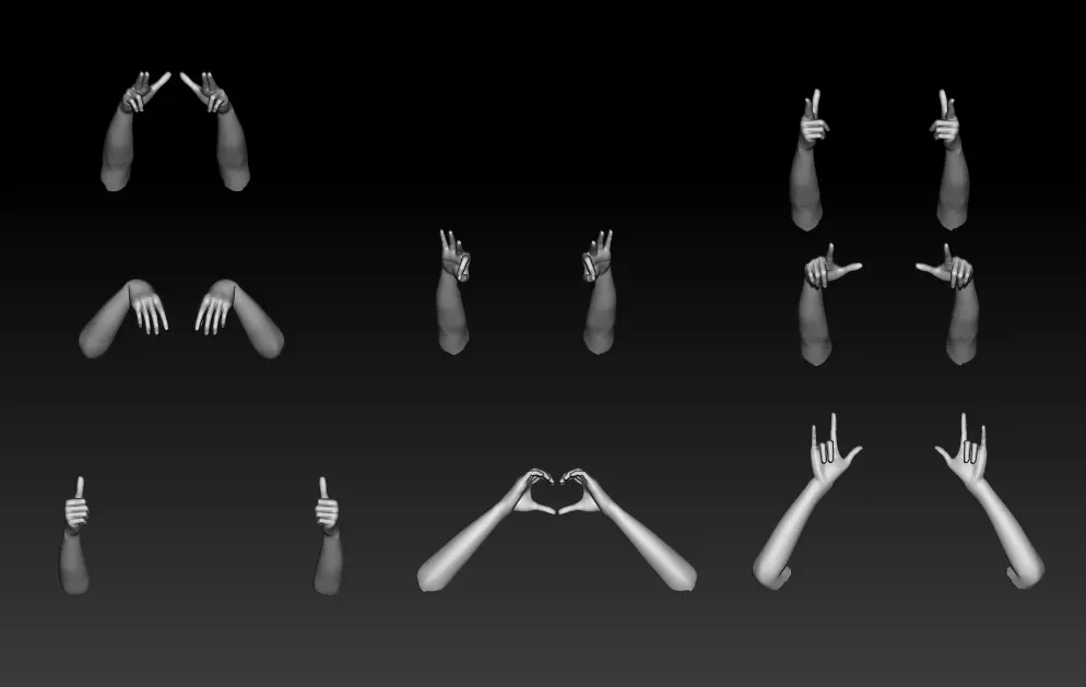 Pack of 8 models of female hands 3D model_0