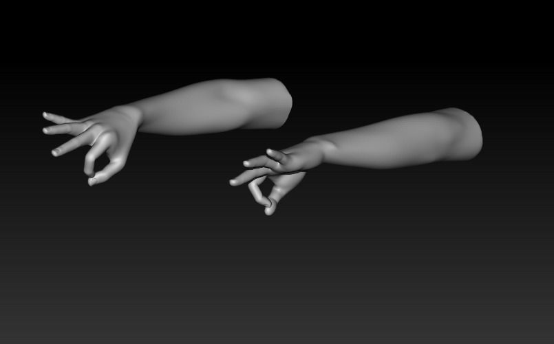 Pack of 8 models of female hands 3D model_7