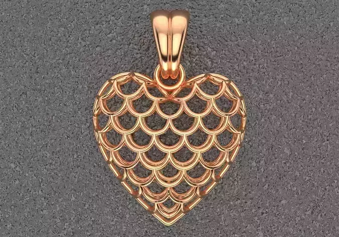 Heart pendant with waves