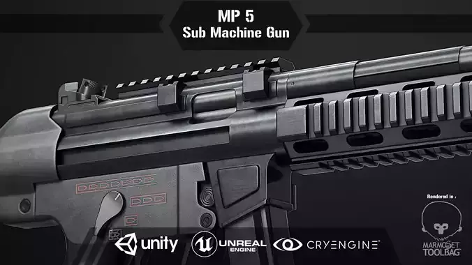MP 5 Sub Machine Gun Low-poly 3D model