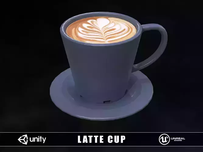 Latte Cup Low-poly 3D model