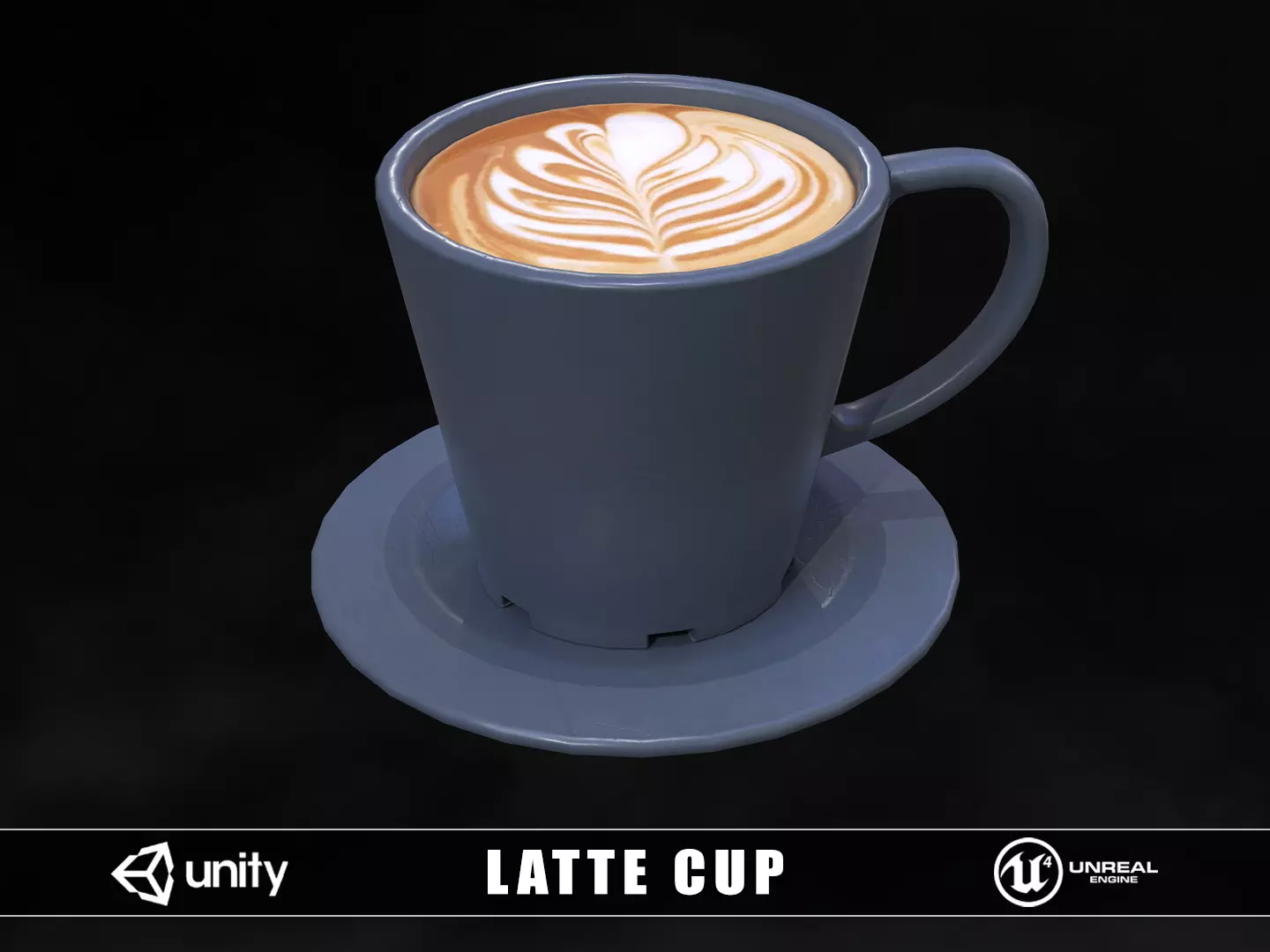 Latte Cup Low-poly 3D model