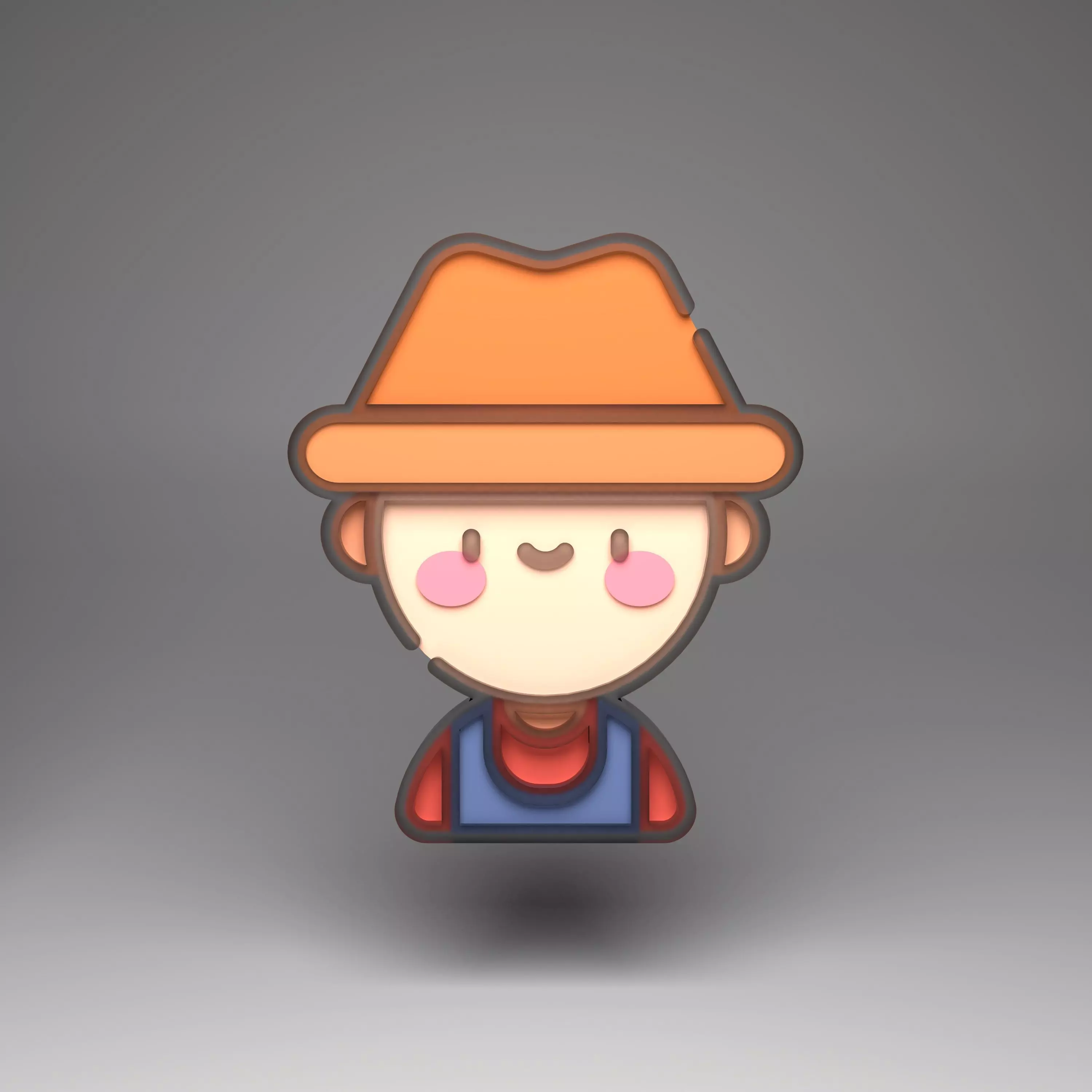 Farmer in 3D Flat icon Free 3D model_0