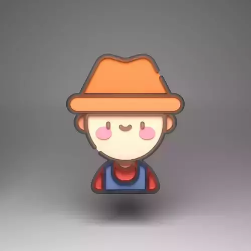 Farmer in 3D Flat icon