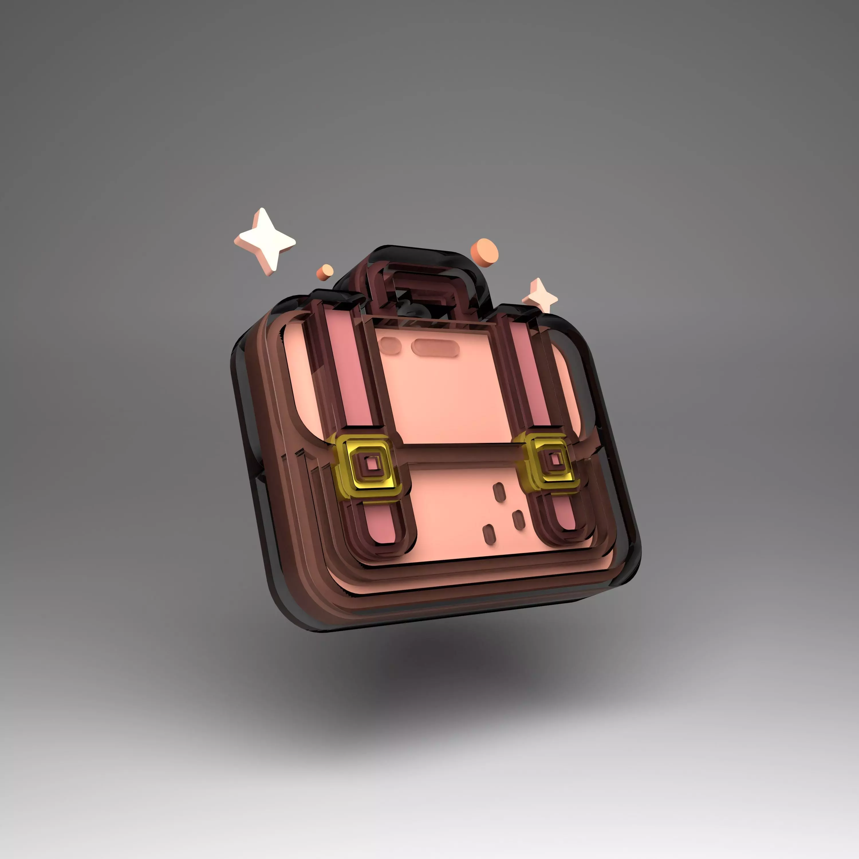 Briefcase in 3D Flat Icon Free 3D model