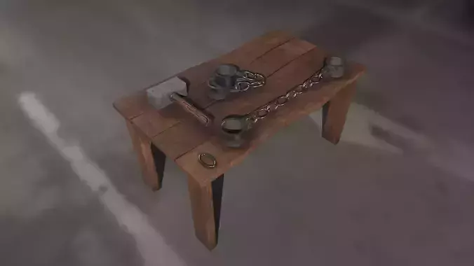 Medieval Table and Things - Table - Hammer - Handcuff pack
