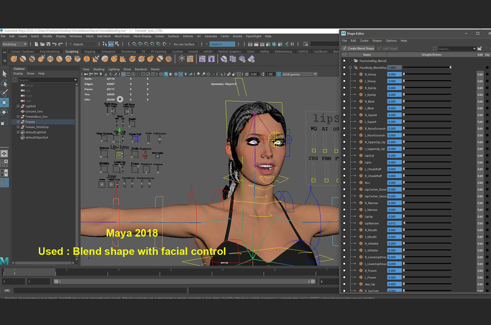 Female Full Body Rig Low-poly 3D model_27