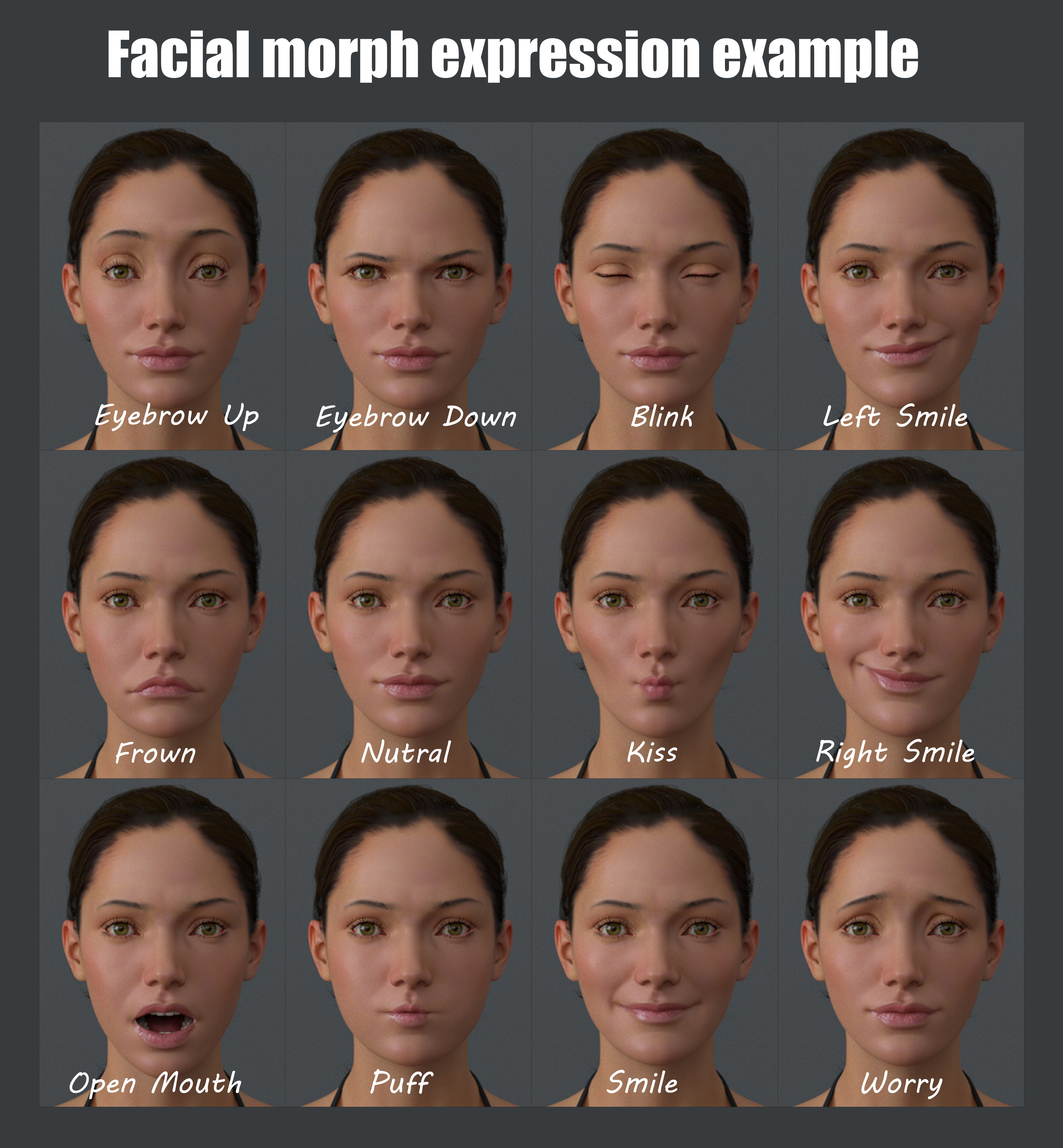 Female Full Body Rig Low-poly 3D model_13