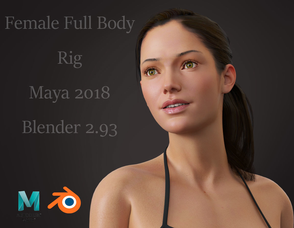 Female Full Body Rig Low-poly 3D model_0