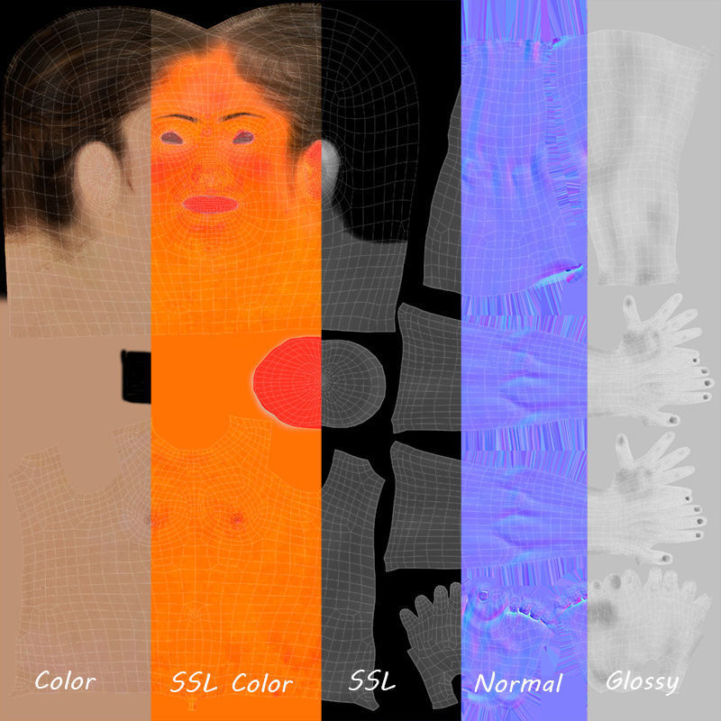 Female Full Body Rig Low-poly 3D model_20