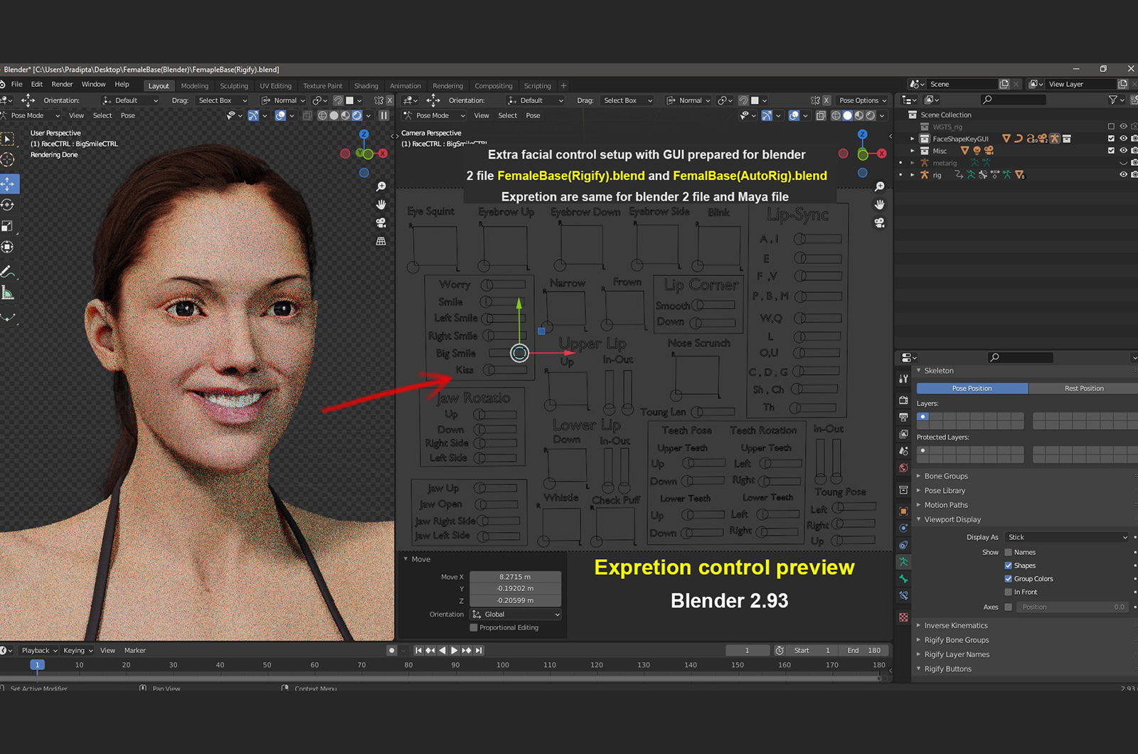 Female Full Body Rig Low-poly 3D model_28