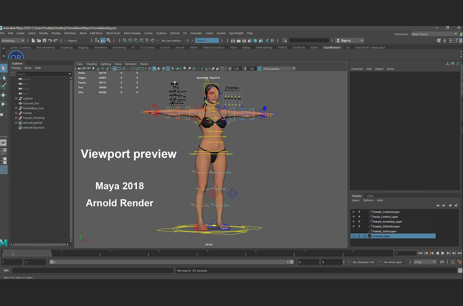 Female Full Body Rig Low-poly 3D model_24