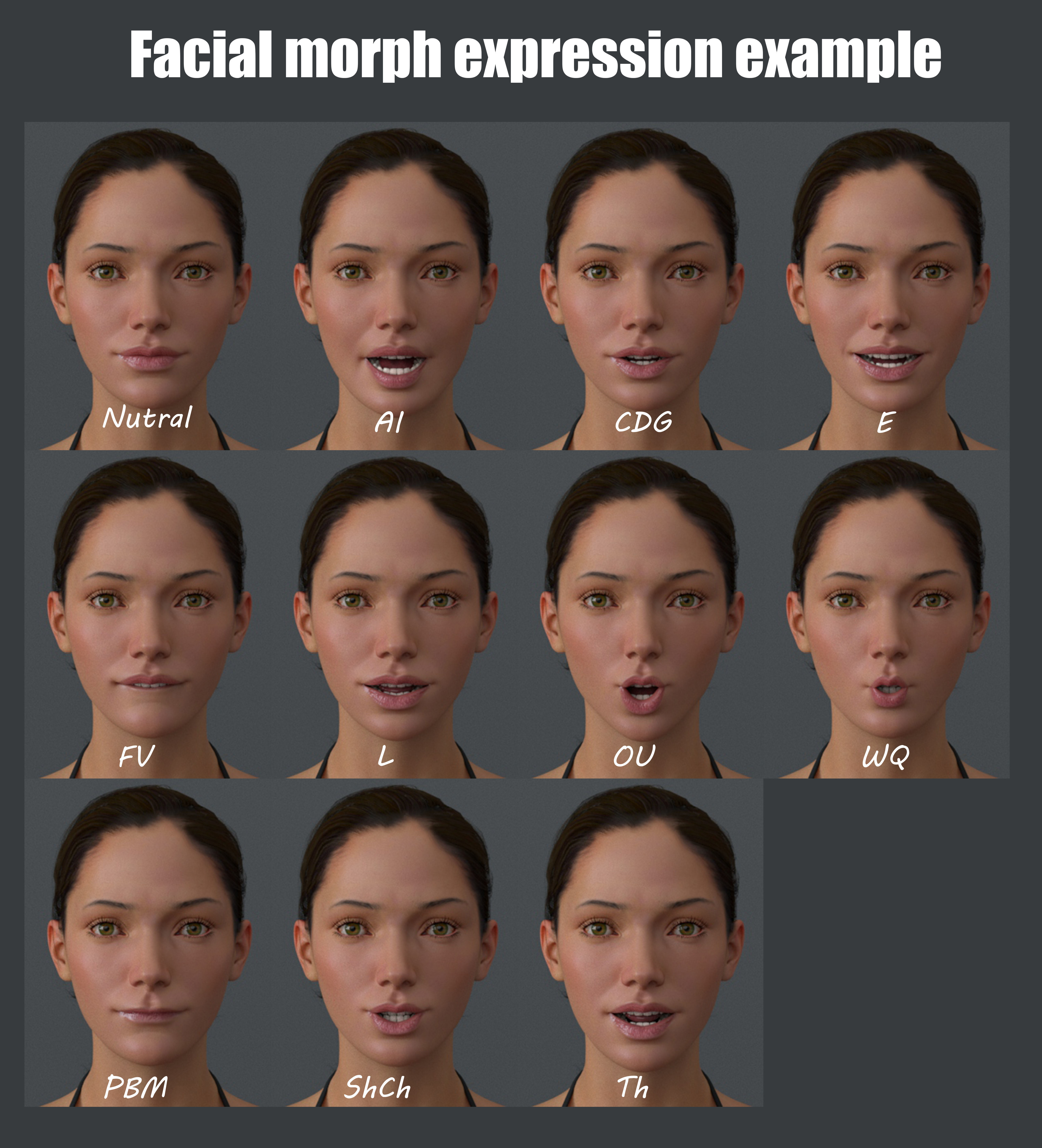 Female Full Body Rig Low-poly 3D model_14