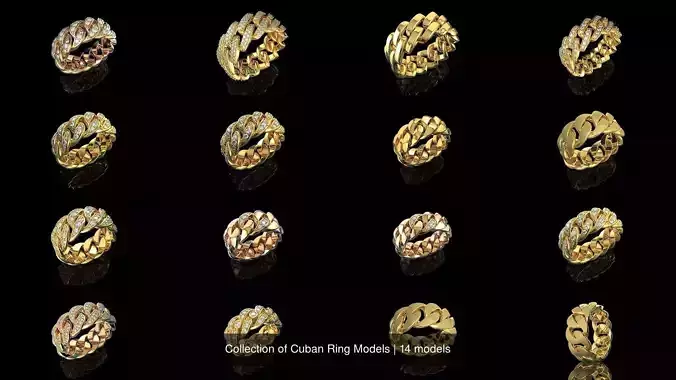 Cuban Ring Rings Set Collection 14