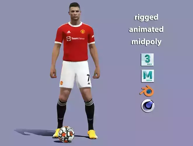 3D Rigged Cristiano Ronaldo Manchester United Low-poly 3D model