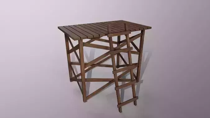 Medieval PBR Guard Tower Game Ready Low Poly 3D Model 