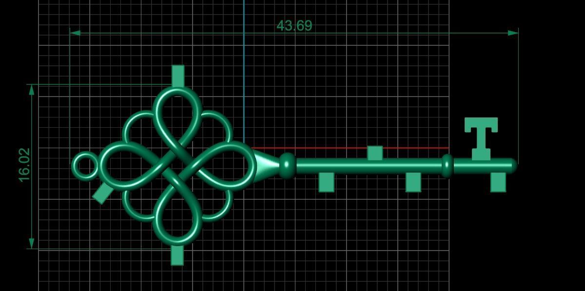 KT-001 key pendant gold 3D print model_1