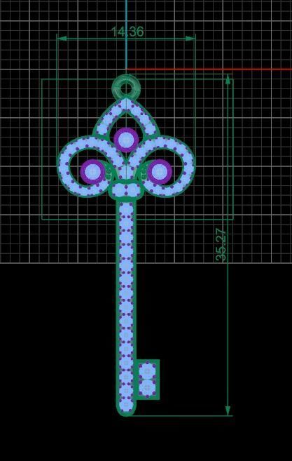 TK-002 key necklace with diamonds 3D print model_1