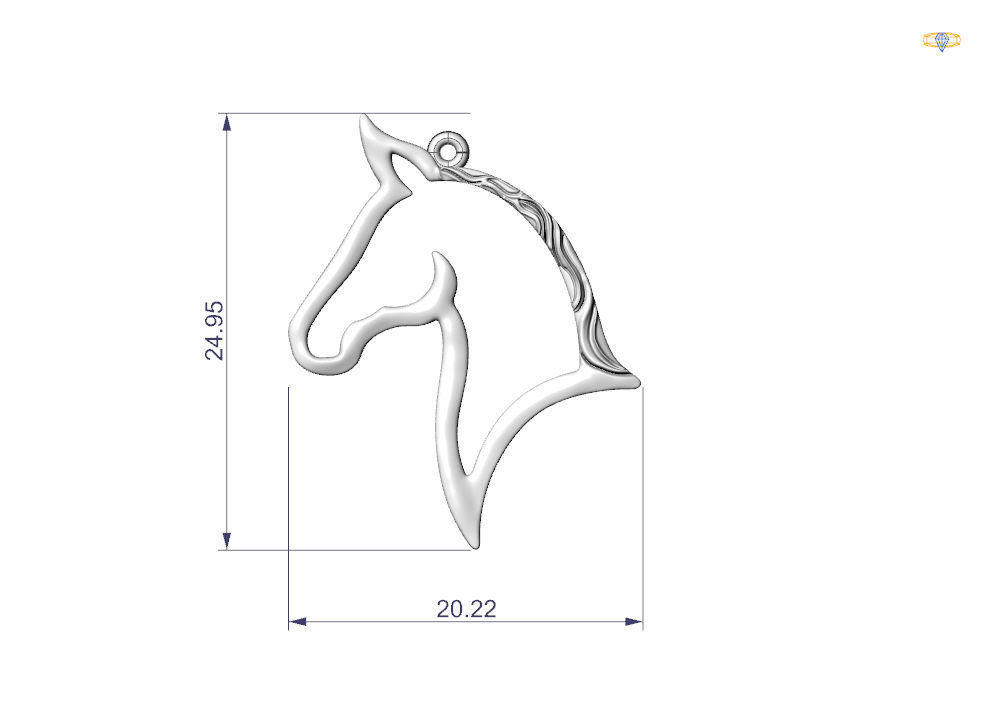 Horse Pendant 3D print model_8