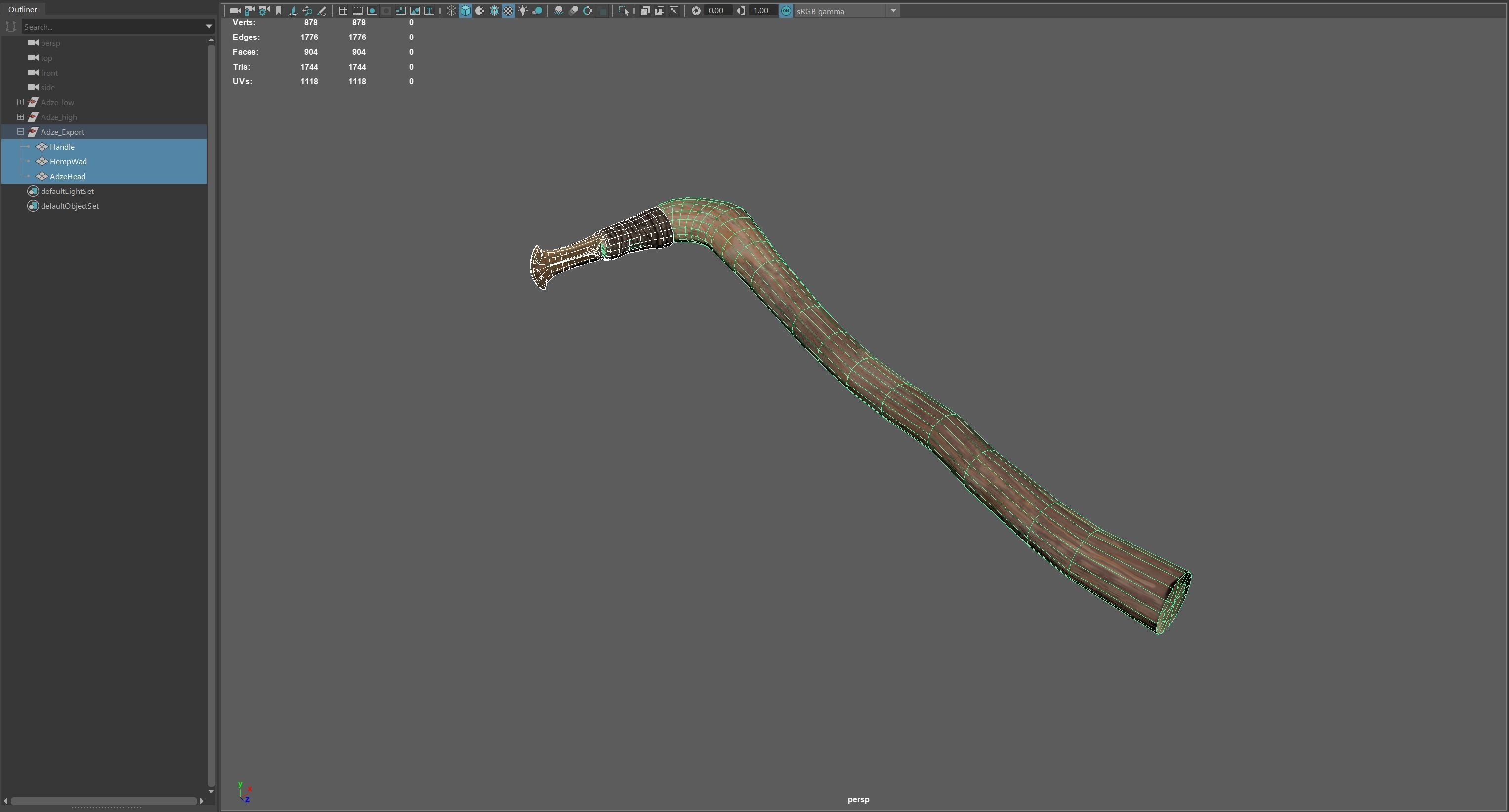 Bronze Age Adze Low-poly 3D model_10