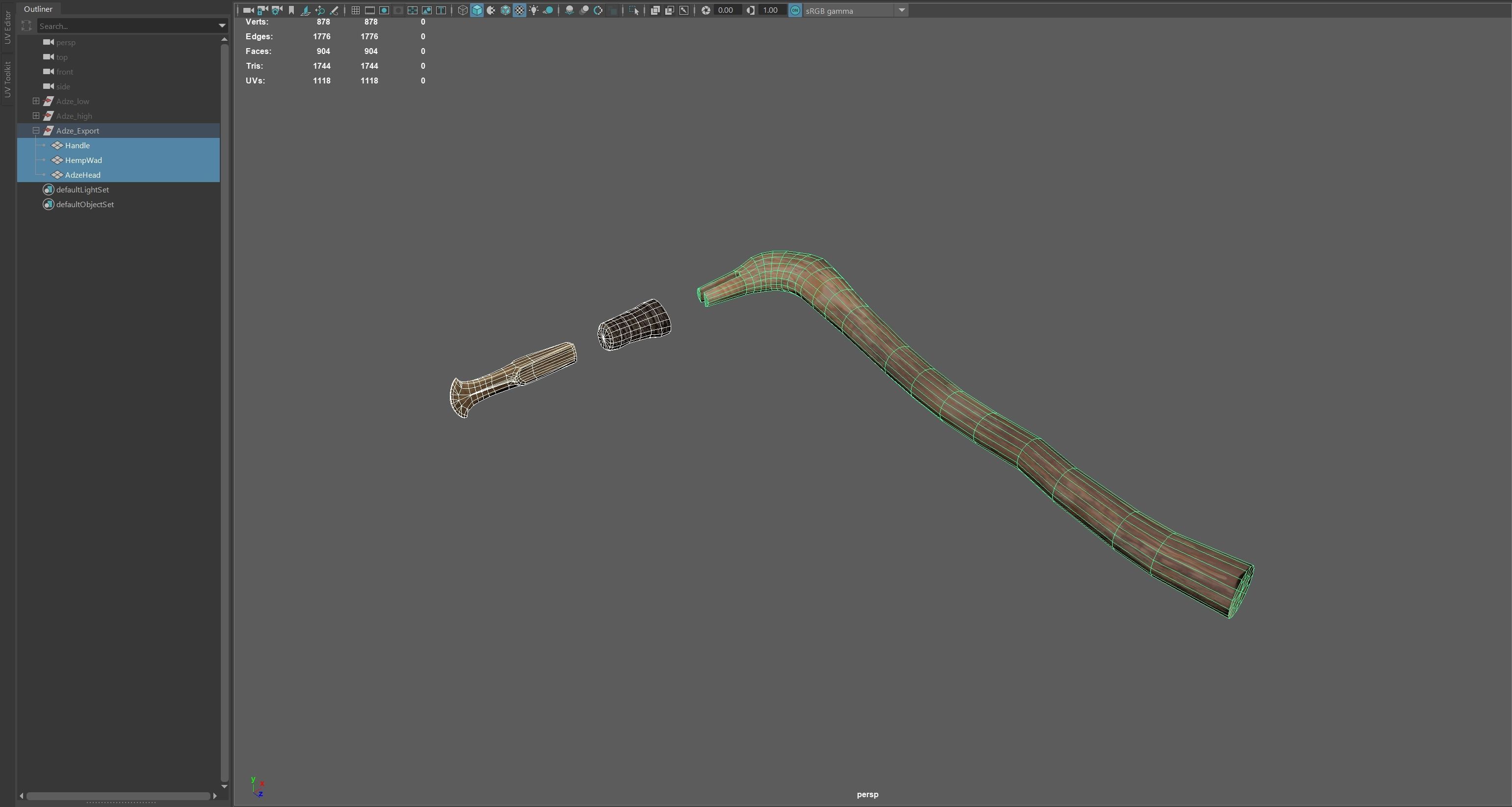 Bronze Age Adze Low-poly 3D model_11