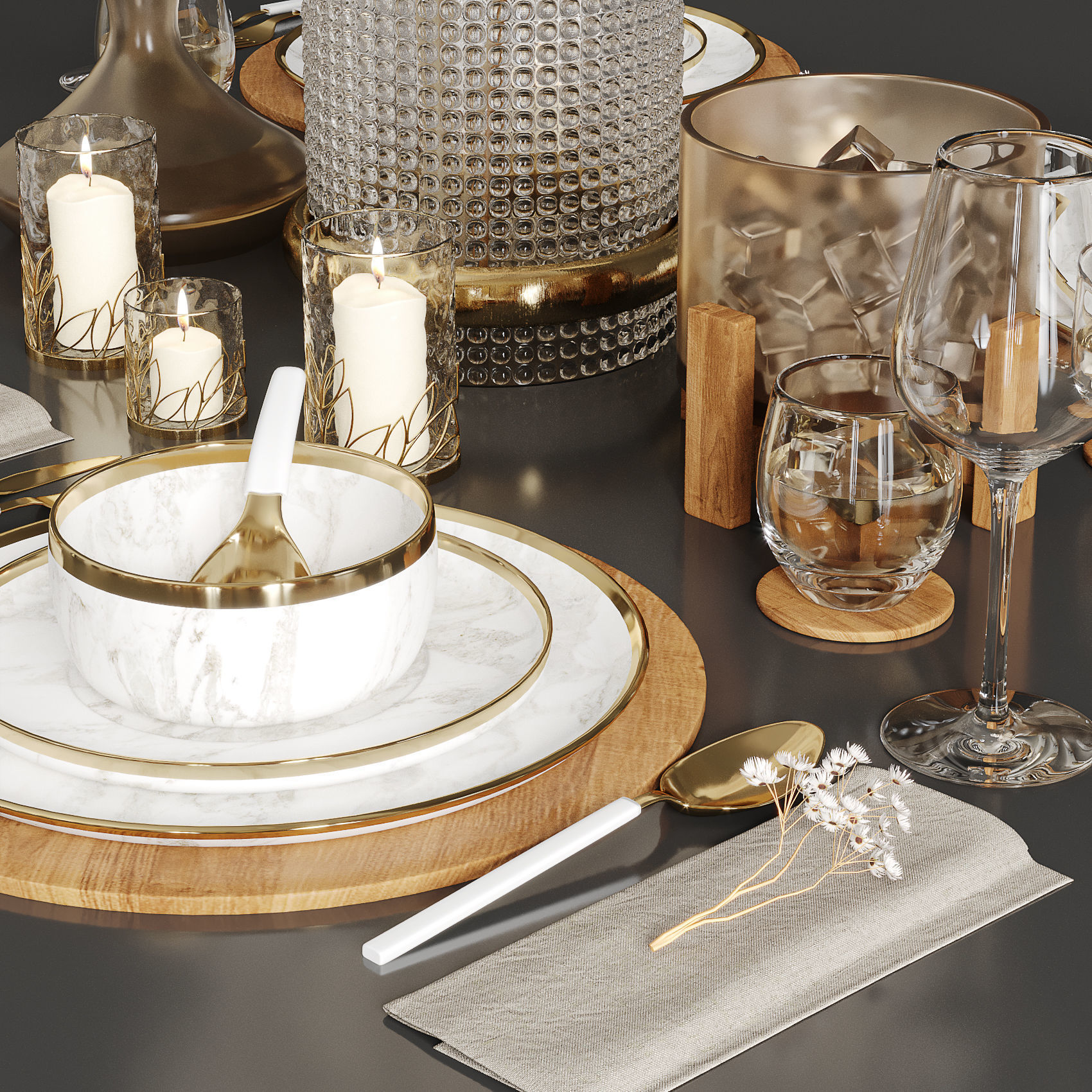 Table set 01 3D model_2