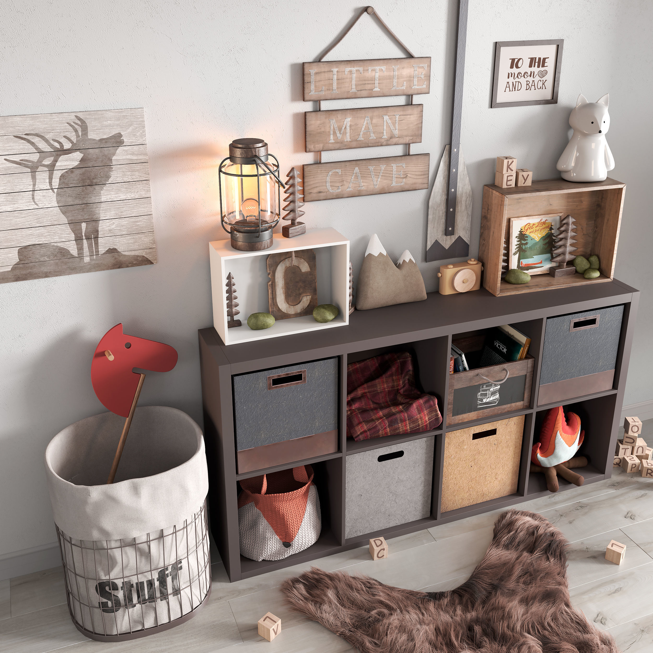 A Large Set Of Decor For A Nursery In Camp Style 3D model_4