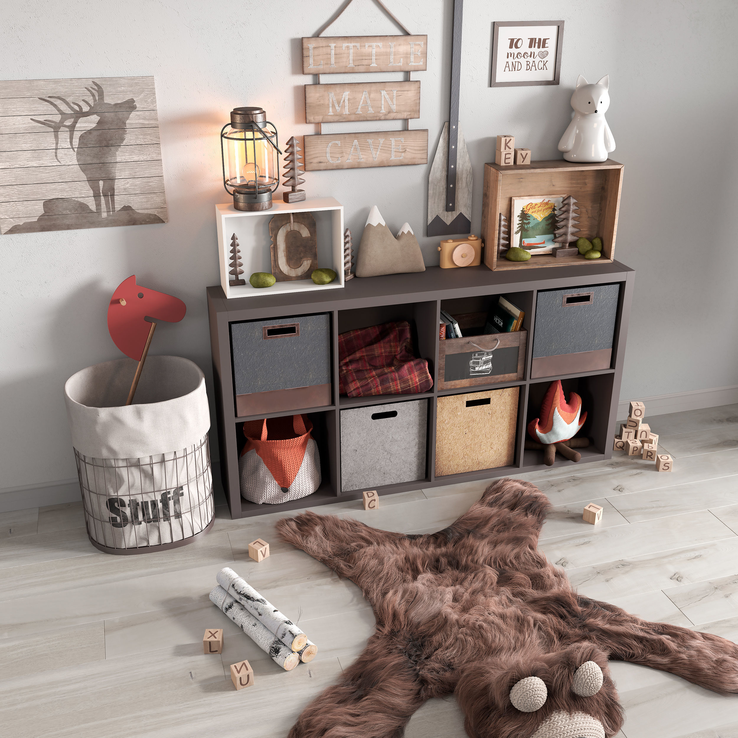 A Large Set Of Decor For A Nursery In Camp Style 3D model_7
