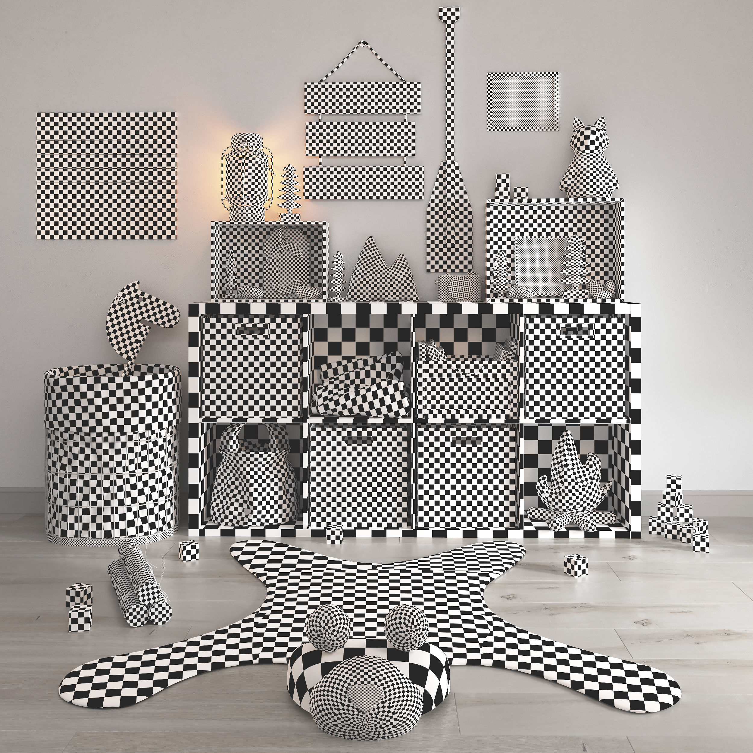 A Large Set Of Decor For A Nursery In Camp Style 3D model_12