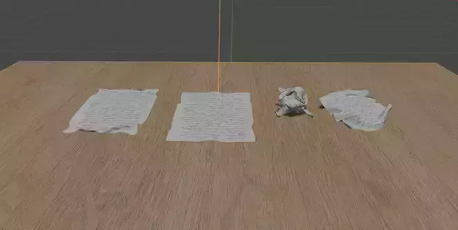 Paper 3D Model three pieces of on wooden table