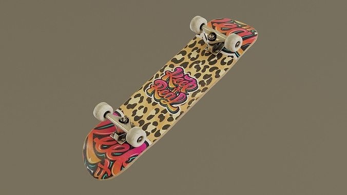 Skateboard - Leopard Deck Low-poly 3D model