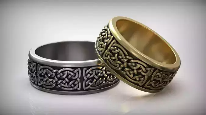 Celtic Ornament Knot Amulet Wedding Rings 3D print model