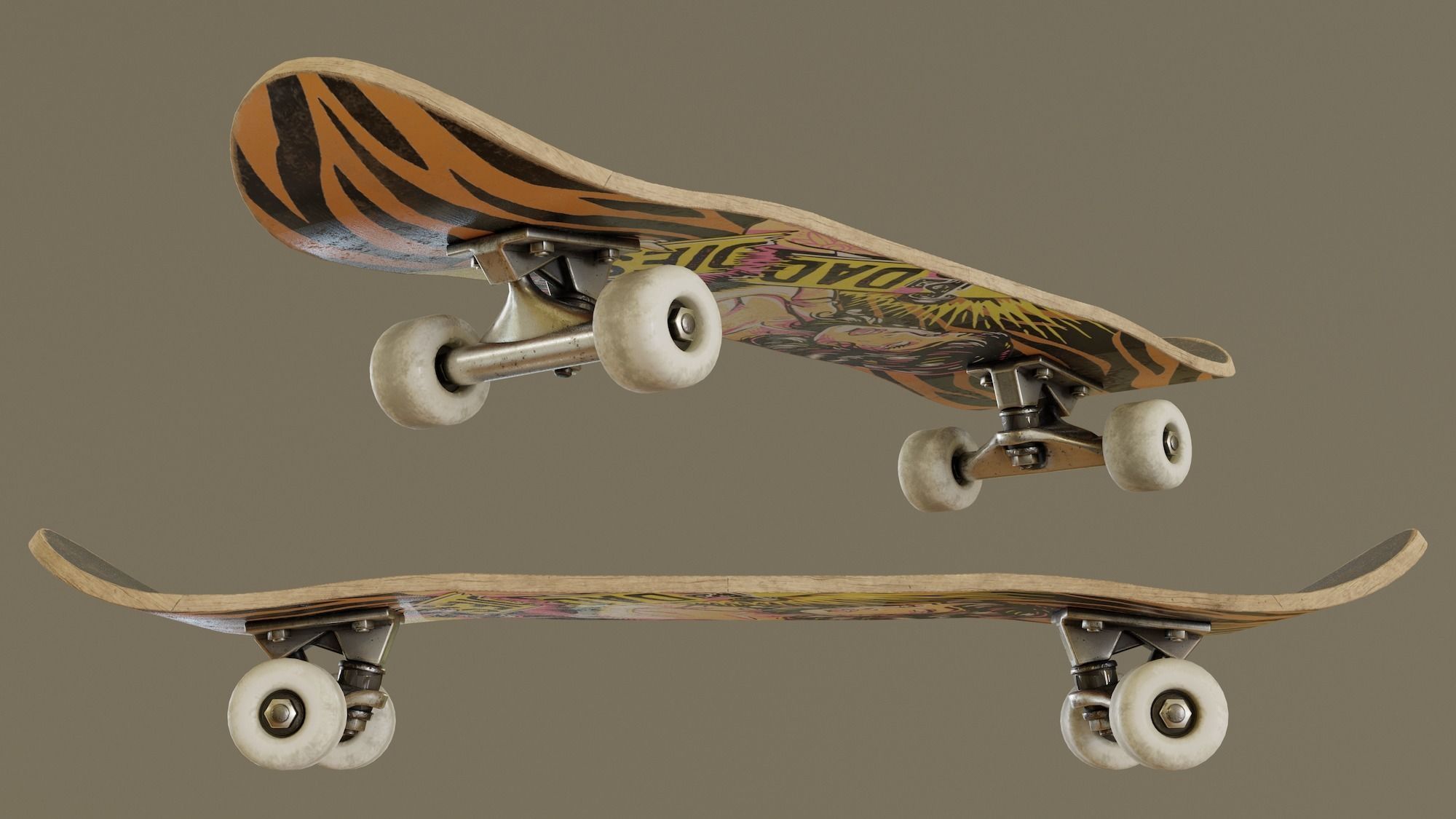 Skateboard - Tiger Deck Low-poly 3D model_4