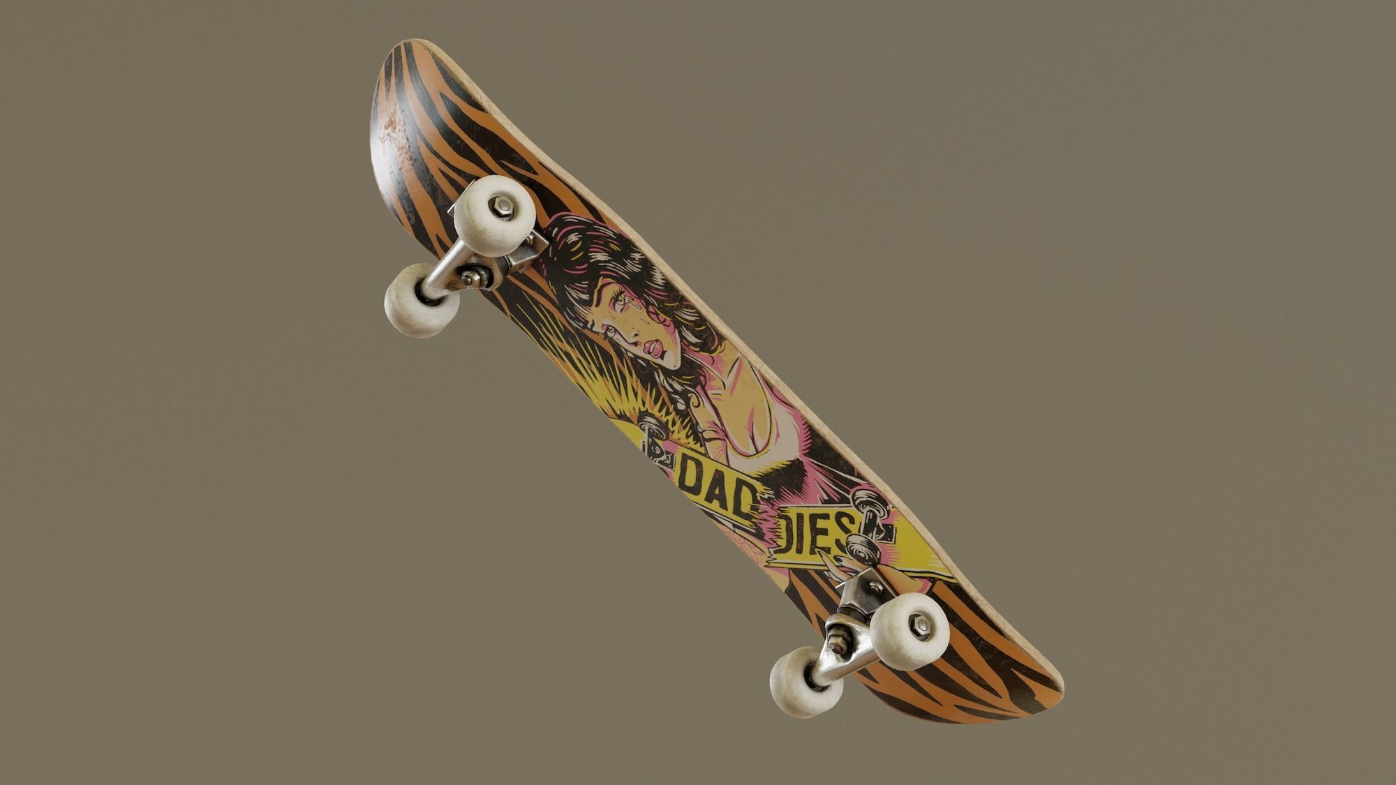 Skateboard - Tiger Deck Low-poly 3D model_3