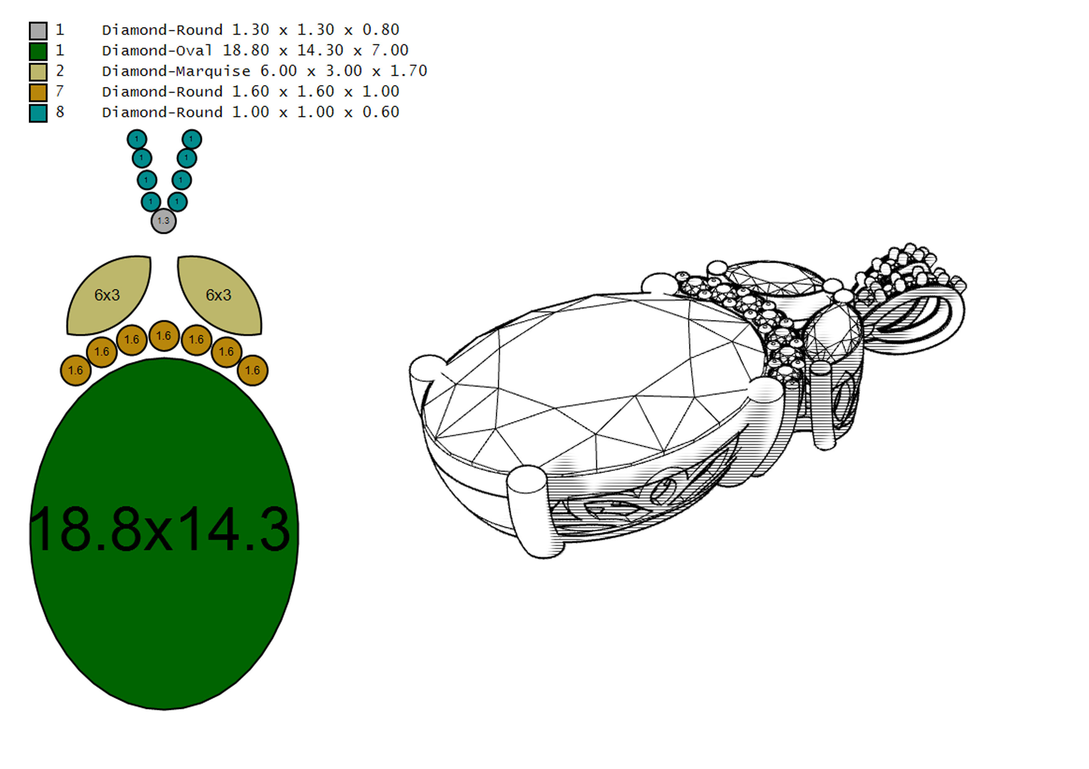 Oval necklace 3D print model_4