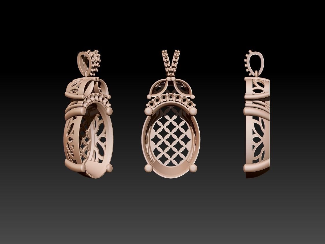 Oval necklace 3D print model_1