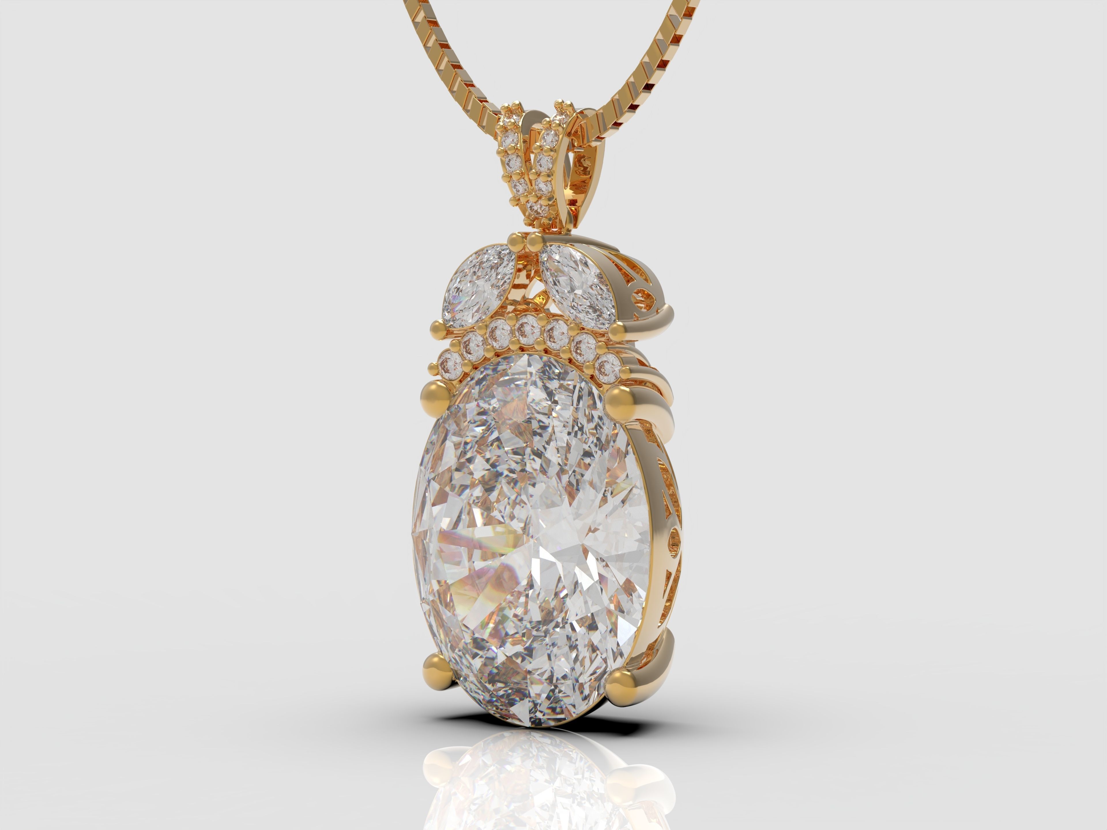 Oval necklace 3D print model_3